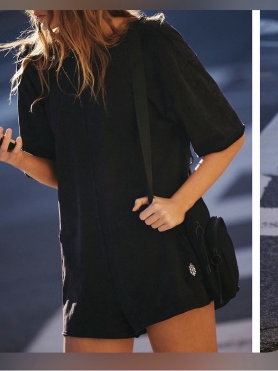 Free People Pants - NWOT Free People Movement Hot Shot Tee Romper - washed black Size: Large